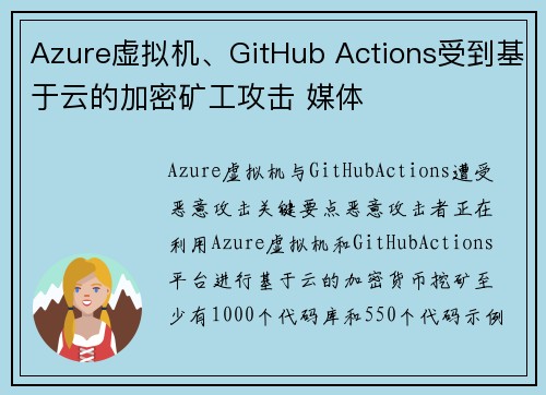 Azure虚拟机、GitHub Actions受到基于云的加密矿工攻击 媒体