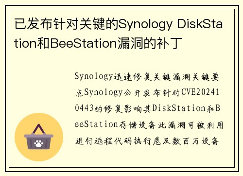 已发布针对关键的Synology DiskStation和BeeStation漏洞的补丁 